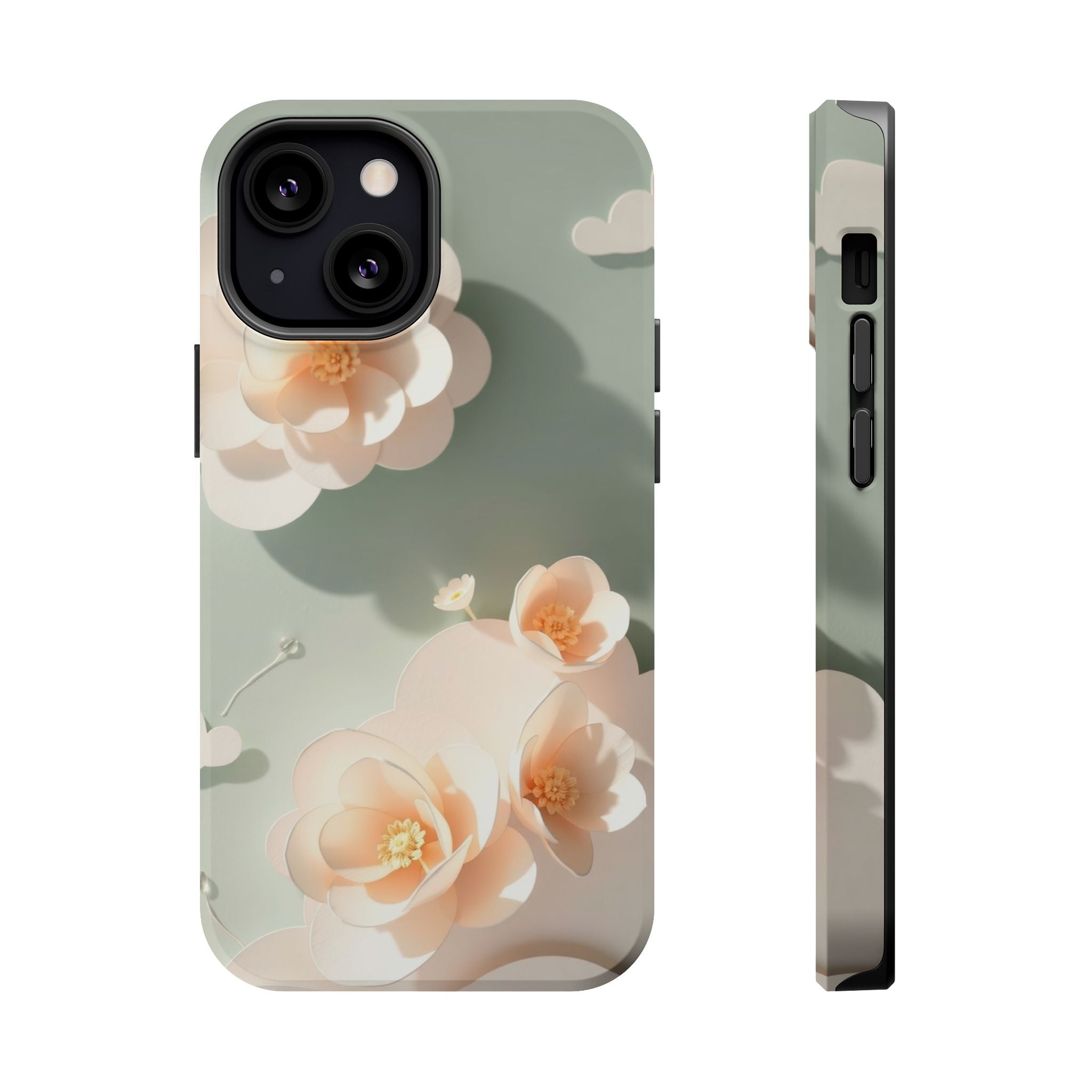 iPhone Sage And Ivory Pastel Floral Cloud Slim iPhone Everyday Designer · iPhone