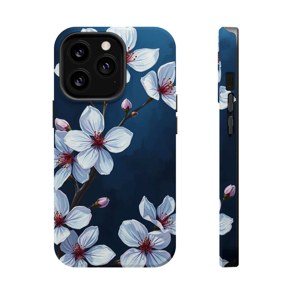 iPhone Midnight Blue And Silver Cherry Blossom Soft iPhone Finish · iPhone Case