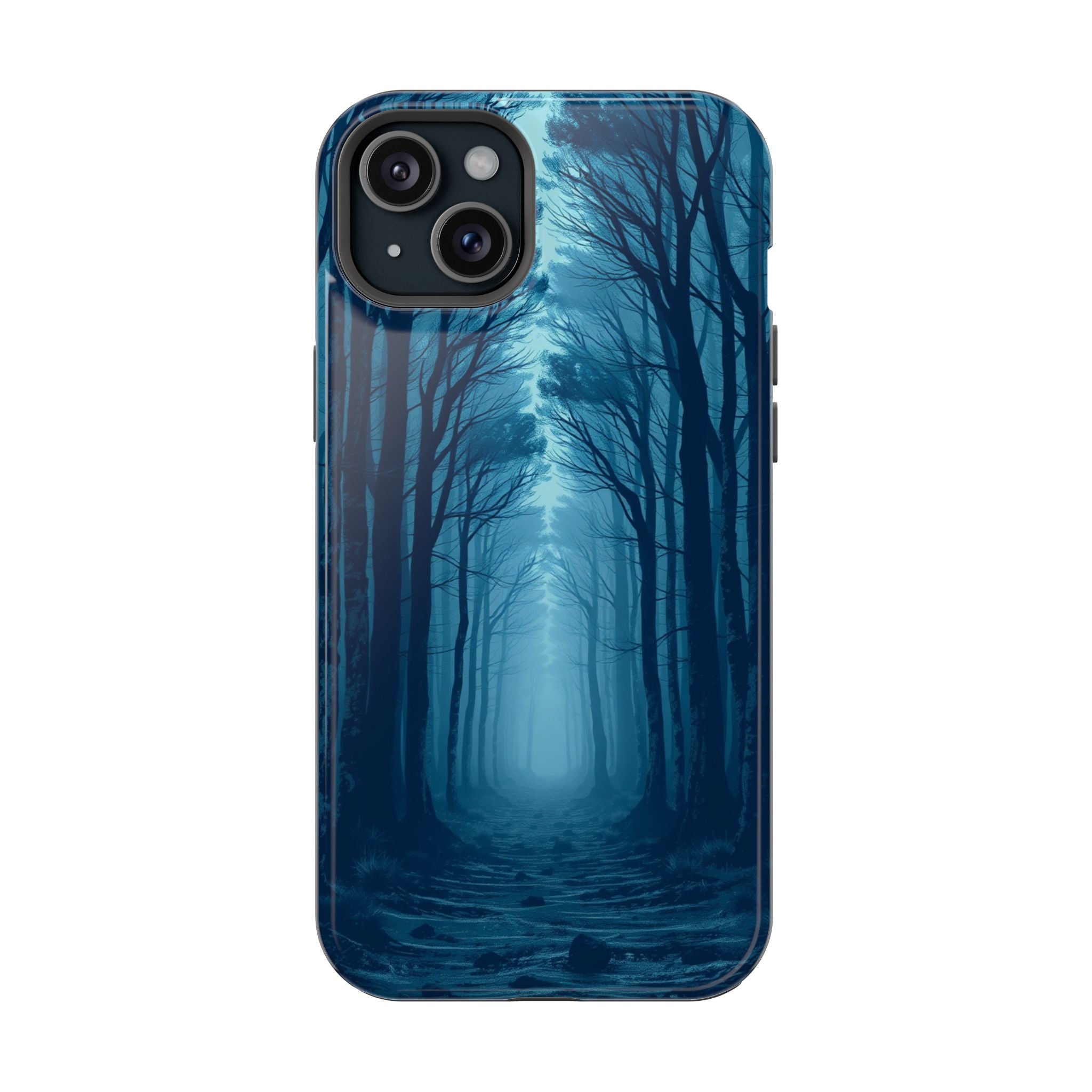 iPhone Midnight Blue And Silver Misty Forest Path iPhone Clean Minimal · iPhone
