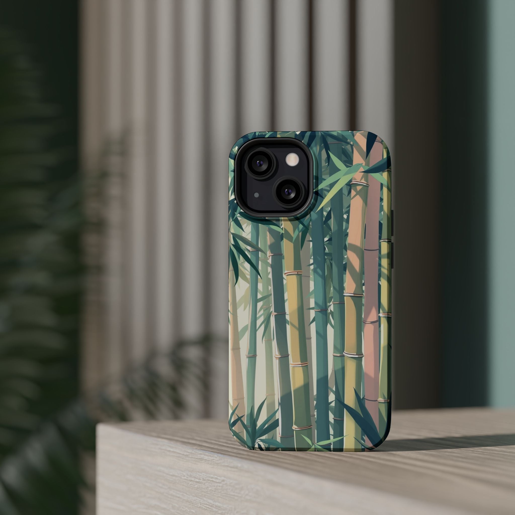 iPhone Mint And Blush Bamboo Grove Bold Modern Everyday Snap Case · iPhone Case