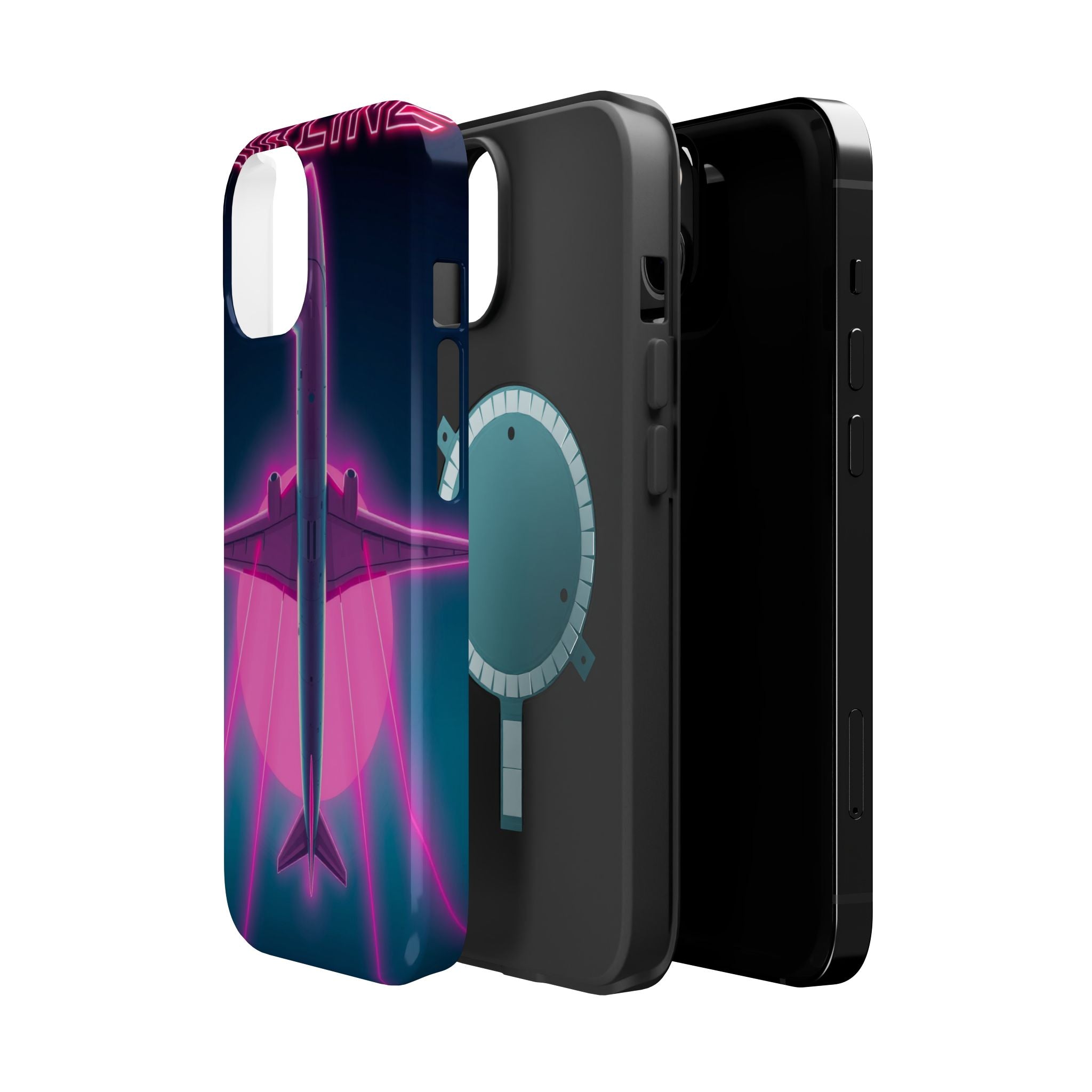 iPhone Cyan And Magenta Retro Airline Poster Slim Everyday Designer Case · iPhon