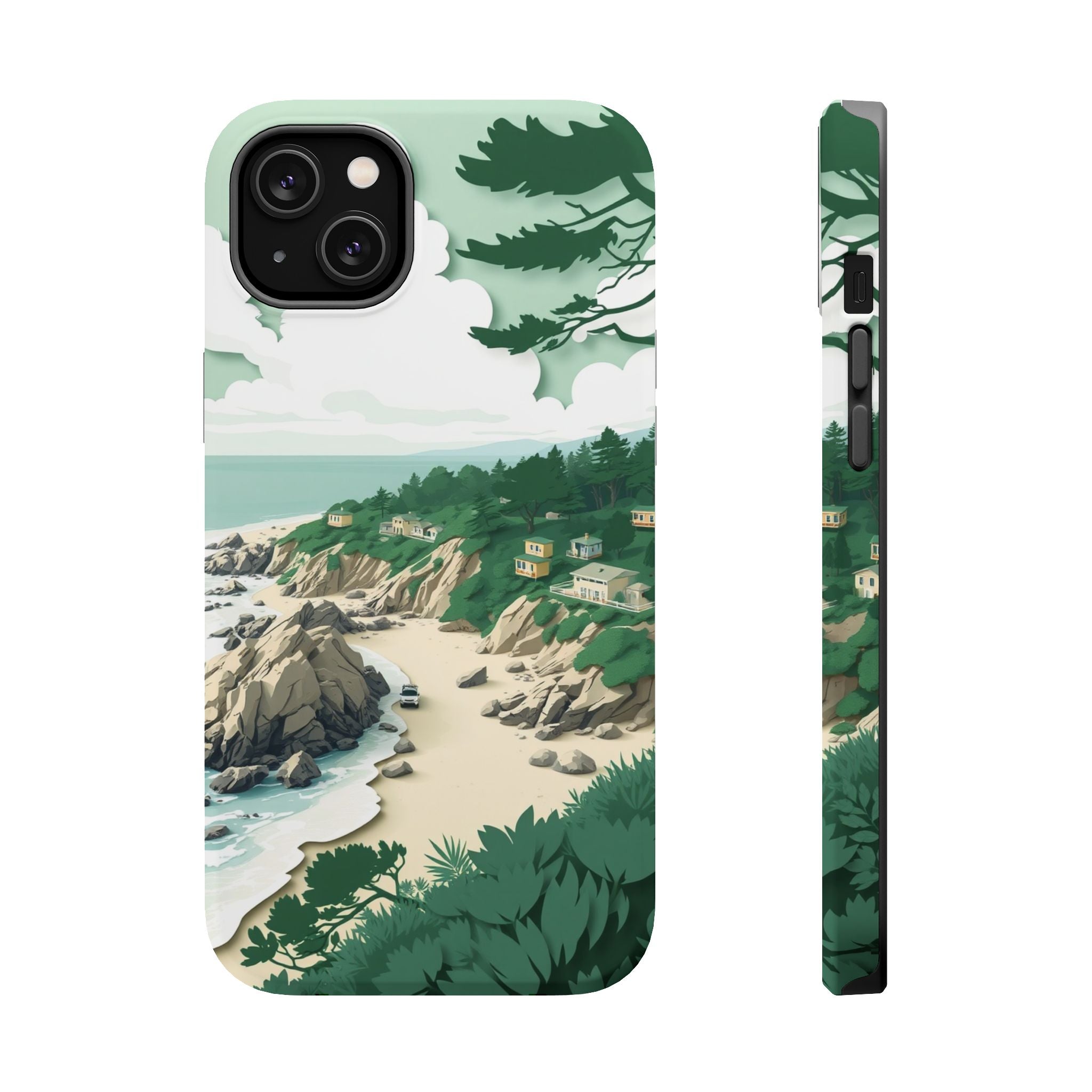 iPhone Pebble Beach Paper Cut Art Bold Modern Everyday Snap Case · iPhone Case