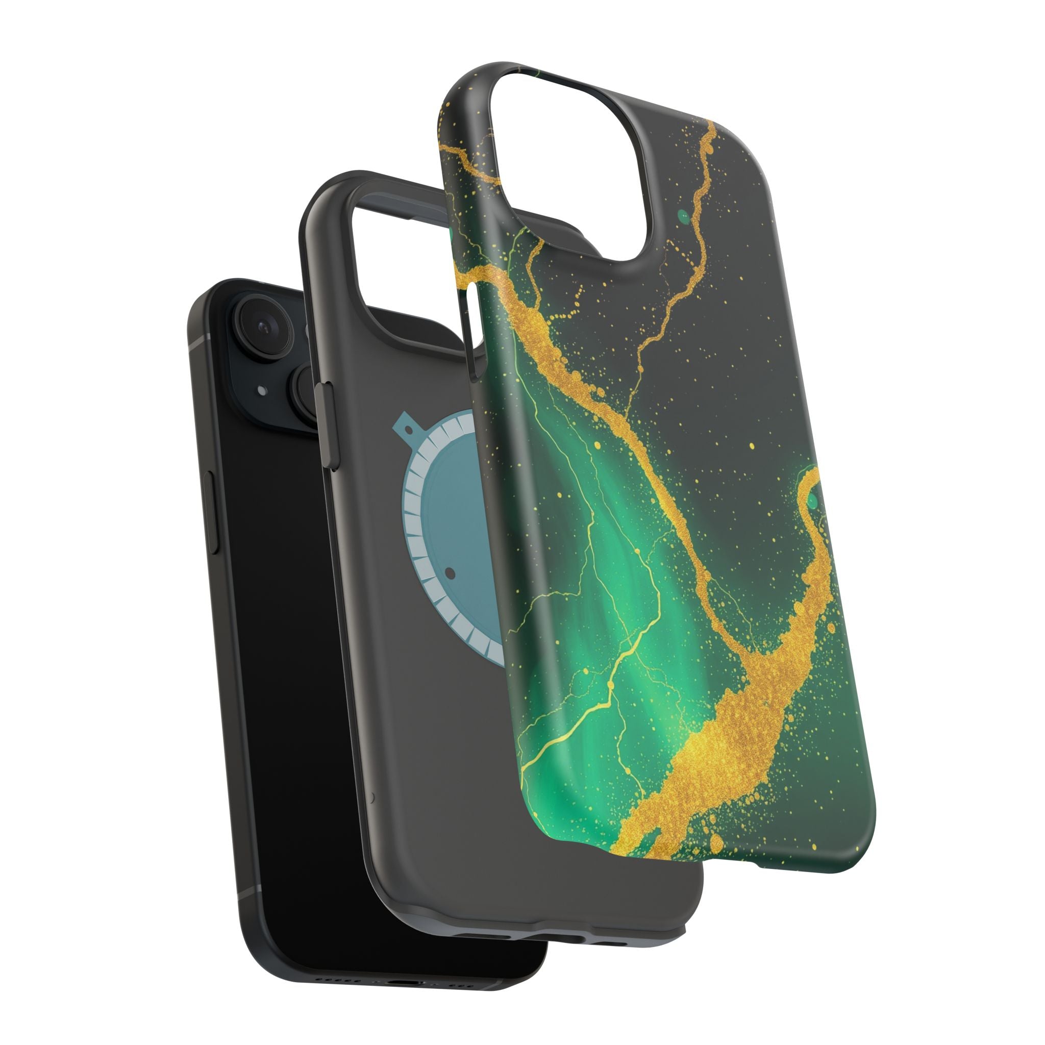 iPhone Emerald Green And Gold Petal Storm Slim iPhone Everyday Designer · iPhone
