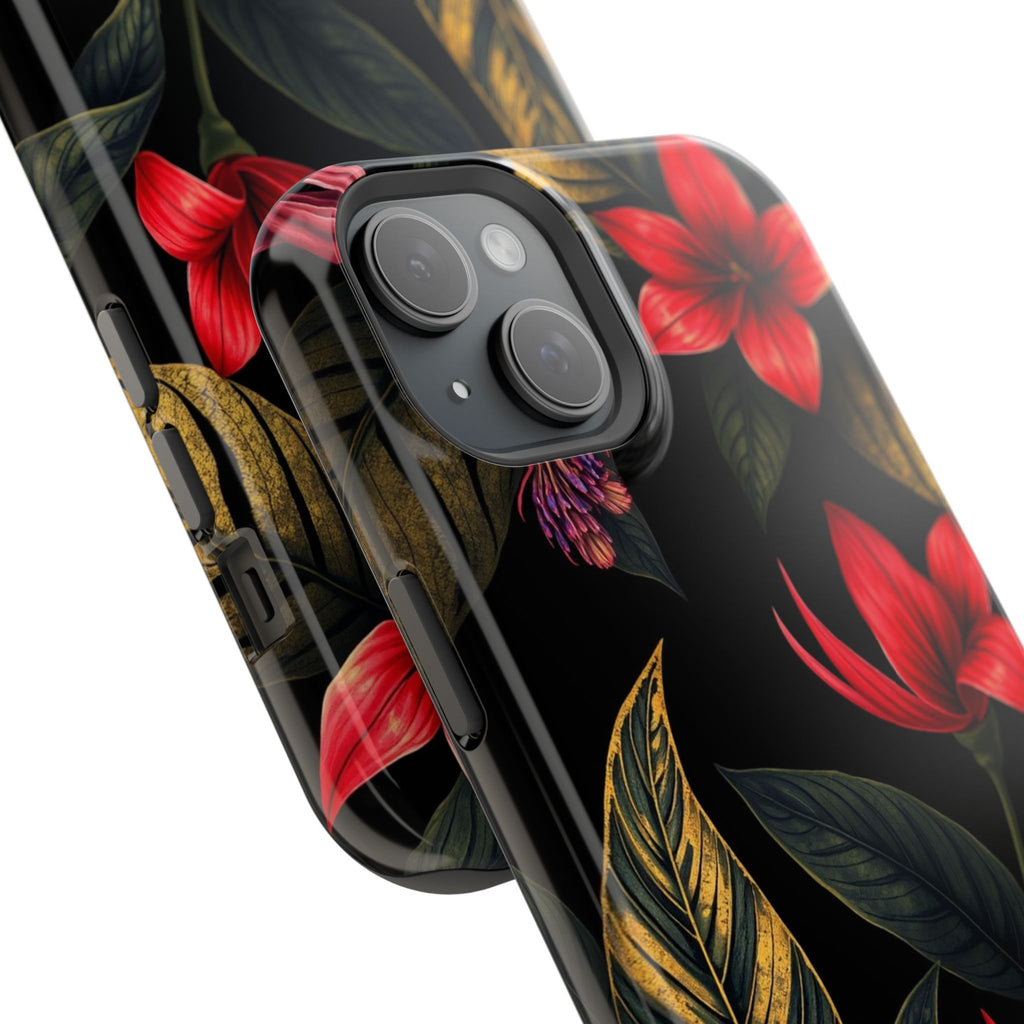 iPhone Black And Crimson Jungle Floral Slim Everyday Designer Case · iPhone Case