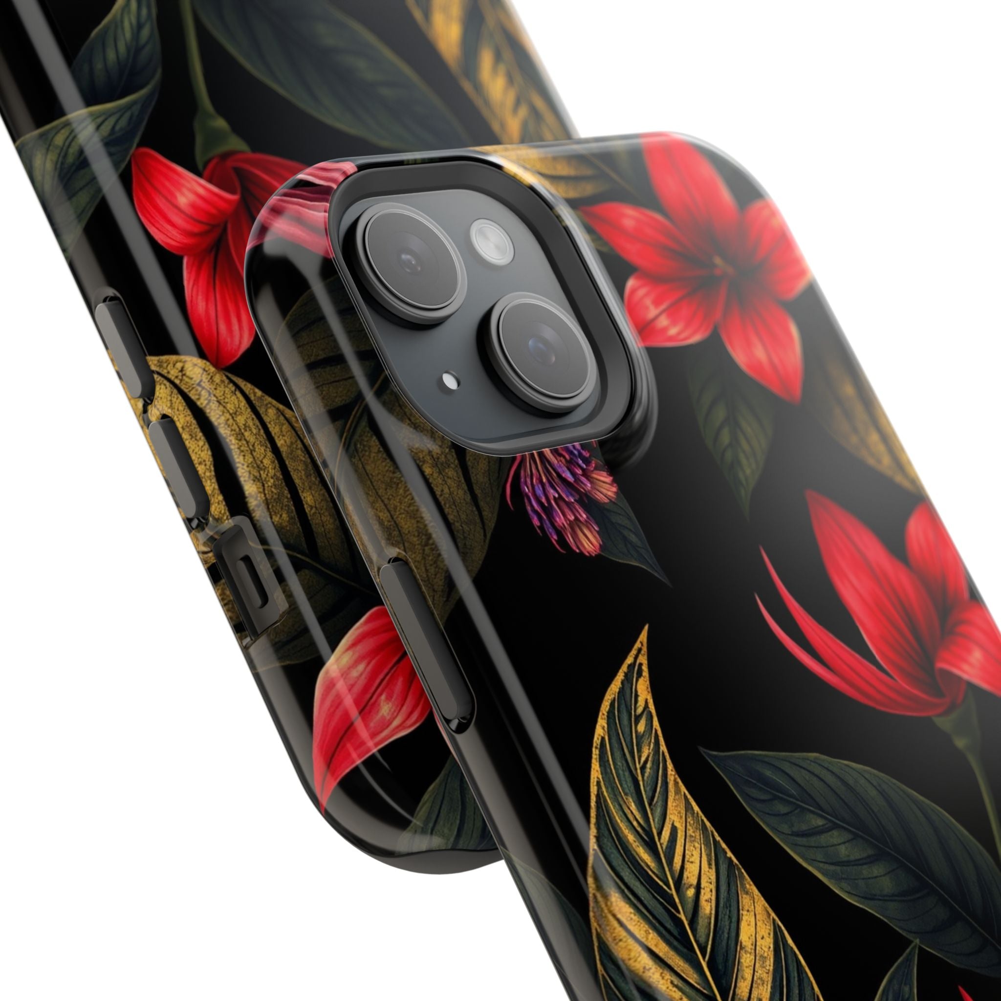 iPhone Black And Crimson Jungle Floral Slim Everyday Designer Case · iPhone Case
