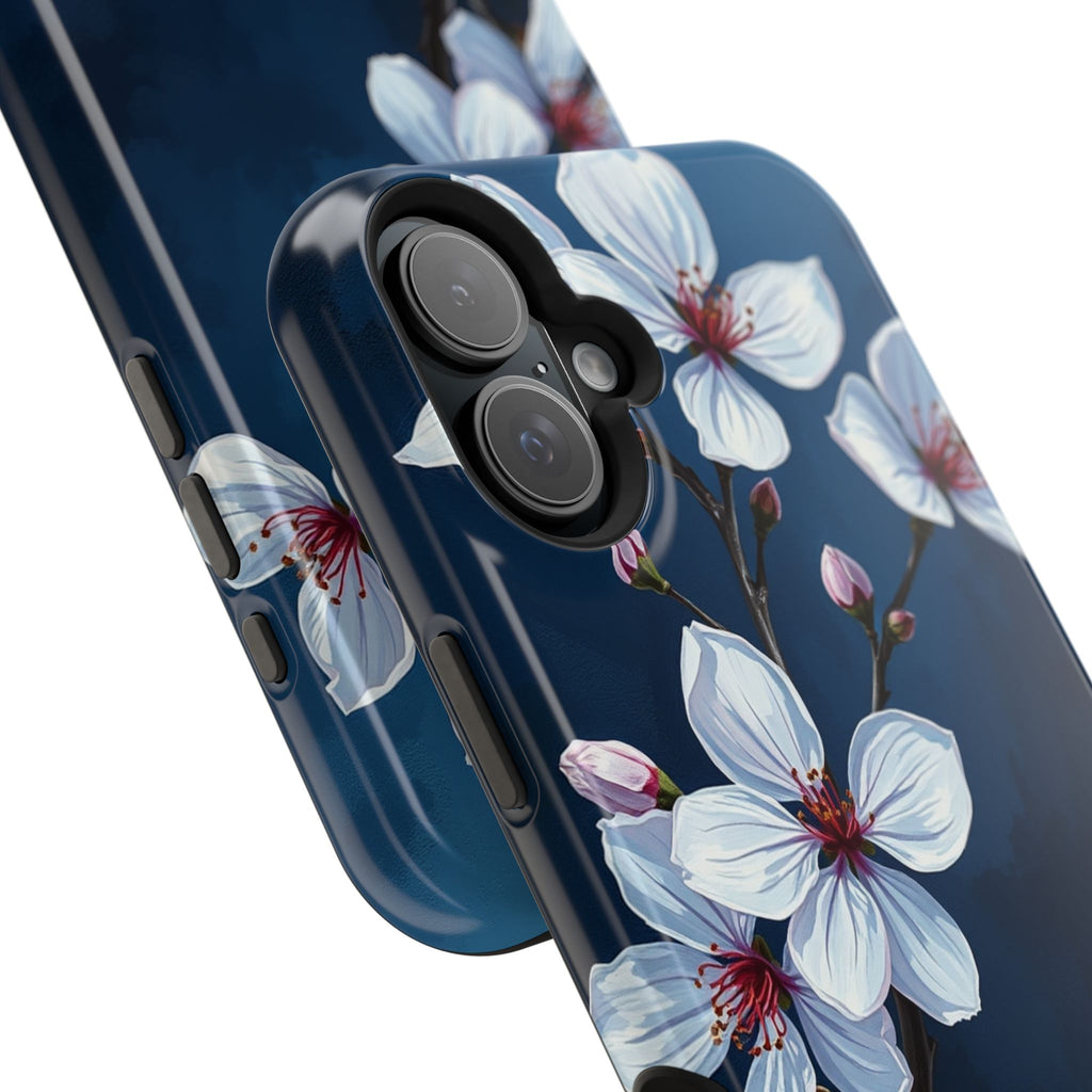 iPhone Midnight Blue And Silver Cherry Blossom Soft iPhone Finish · iPhone Case