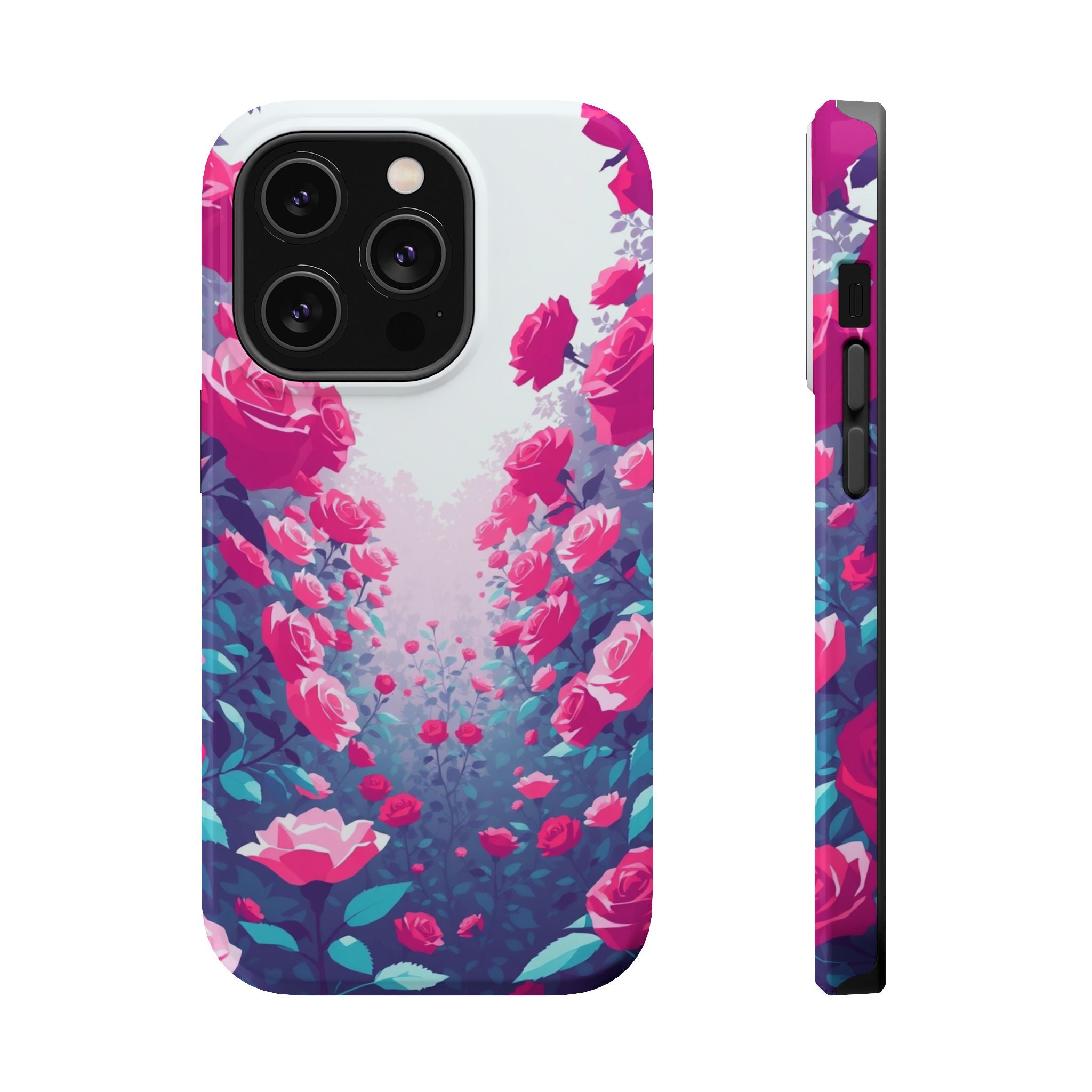 iPhone Cyan And Magenta Rose Garden Slim Everyday Designer Case · iPhone Case