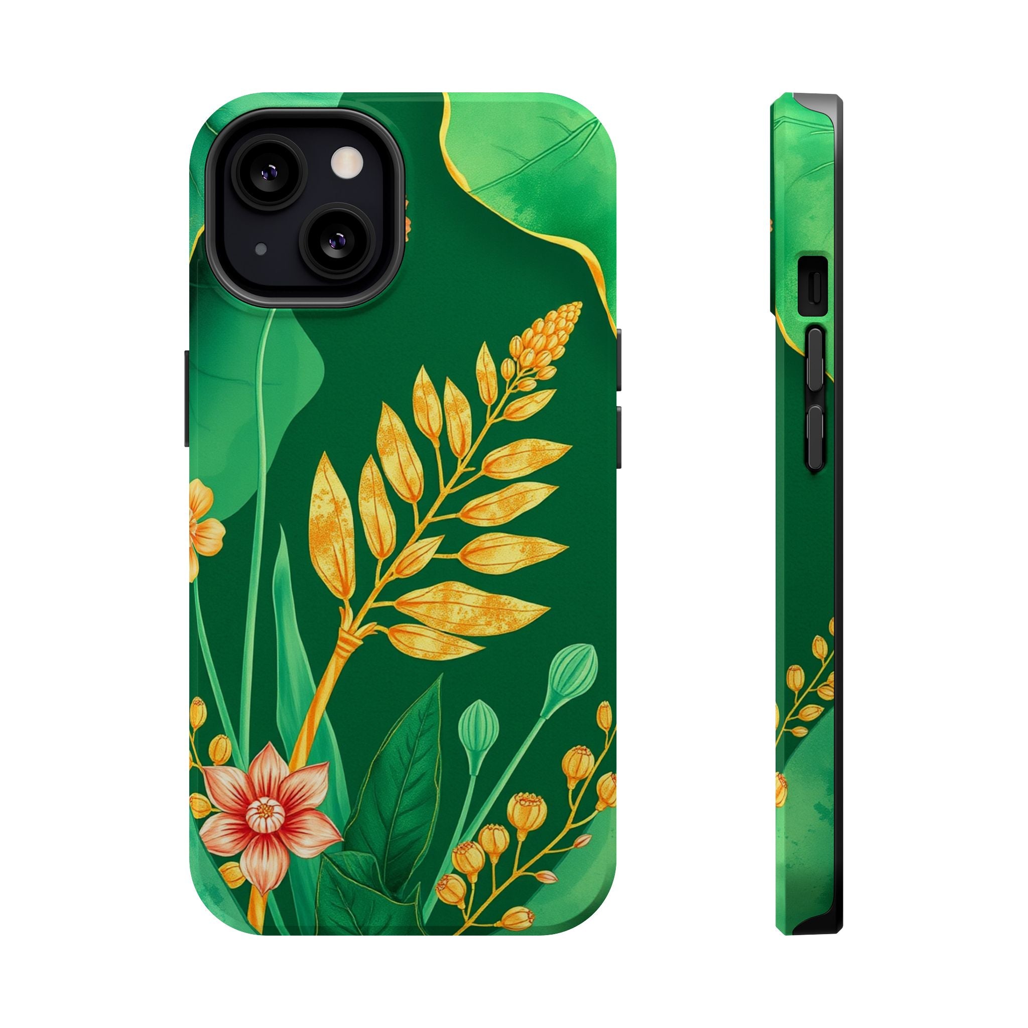 iPhone Emerald Green And Gold Botanical Illustration Ga Slim Snap Case · iPhone