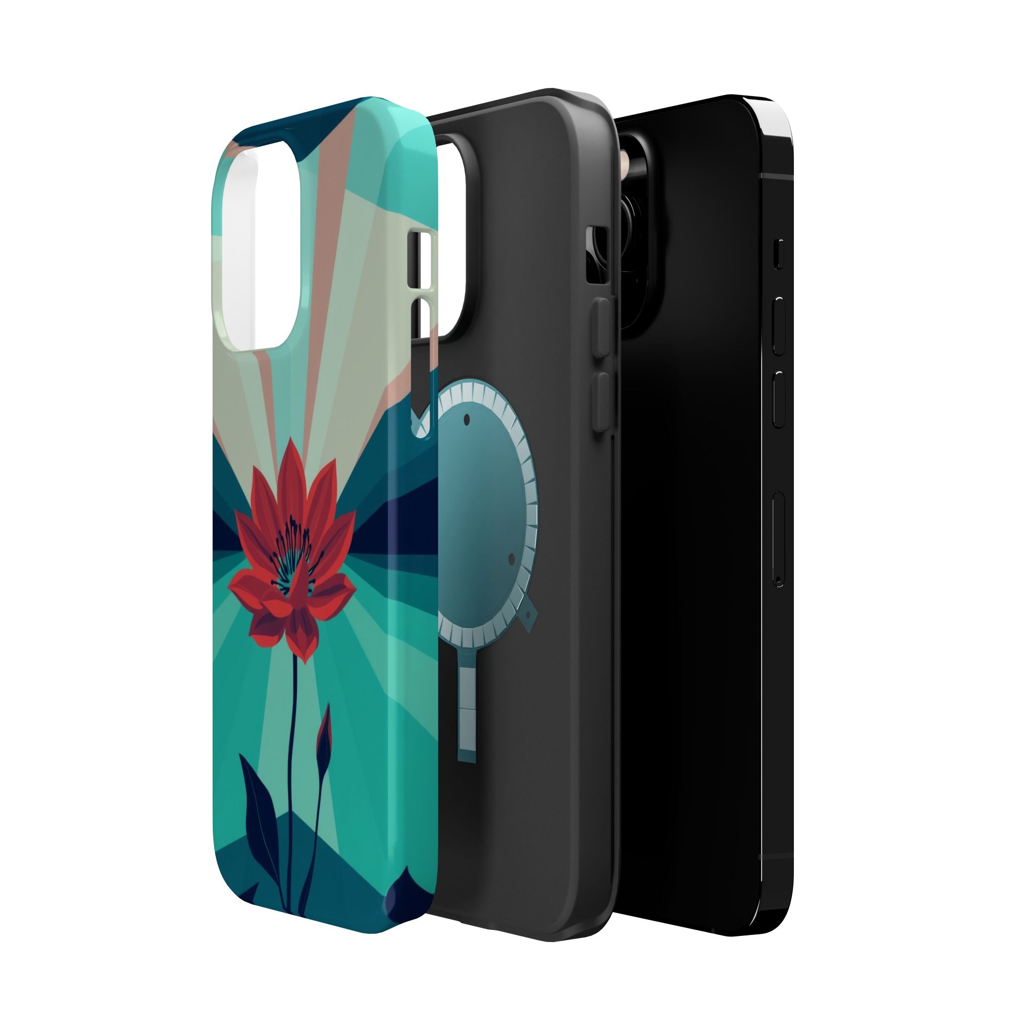 iPhone Teal And Coral Night Bloomer Slim Everyday Designer Case · iPhone Case