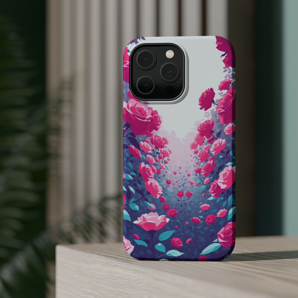 iPhone Cyan And Magenta Rose Garden Slim Everyday Designer Case · iPhone Case