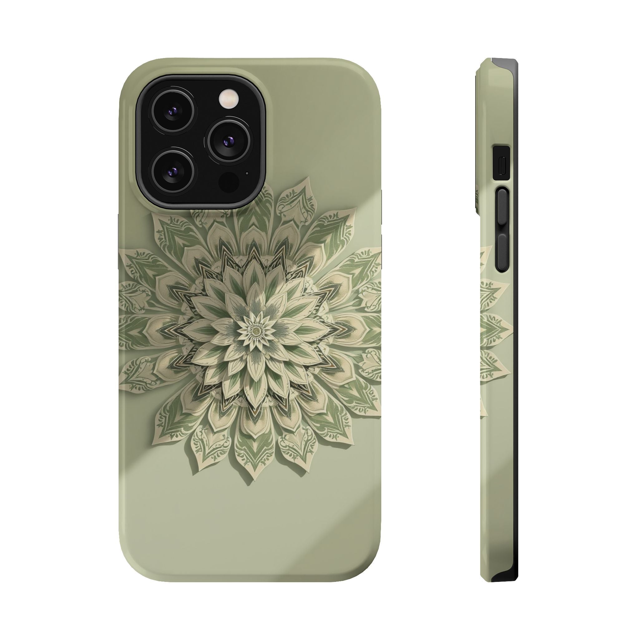 iPhone Sage And Ivory Floral Mandala Slim Everyday Designer Case · iPhone Case