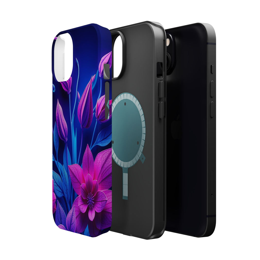iPhone Neon Floral Paper Cut Art Bold Modern Everyday Snap Case · iPhone Case