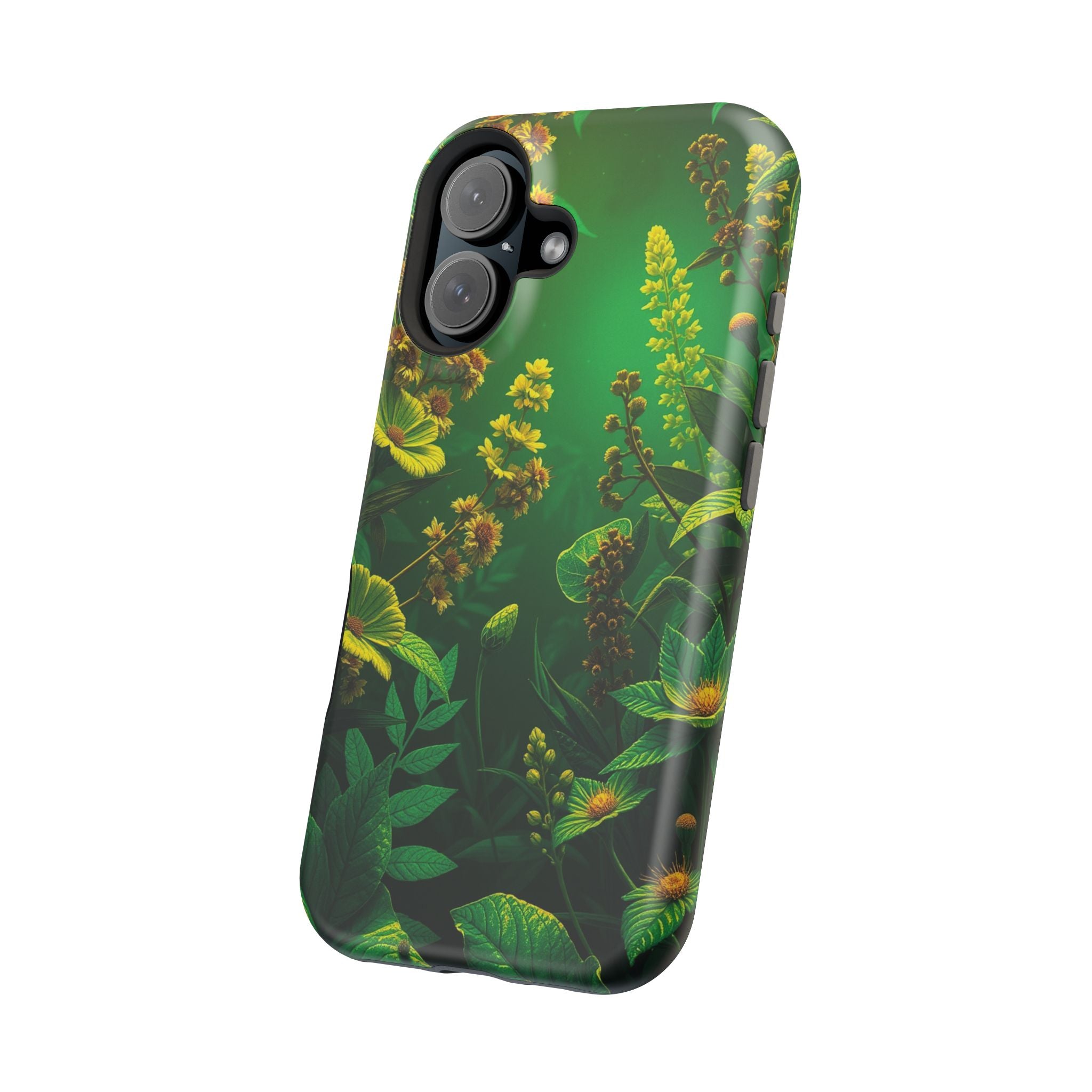 iPhone Emerald Green And Gold Vintage Botanicals Print Slim Snap Case · iPhone C