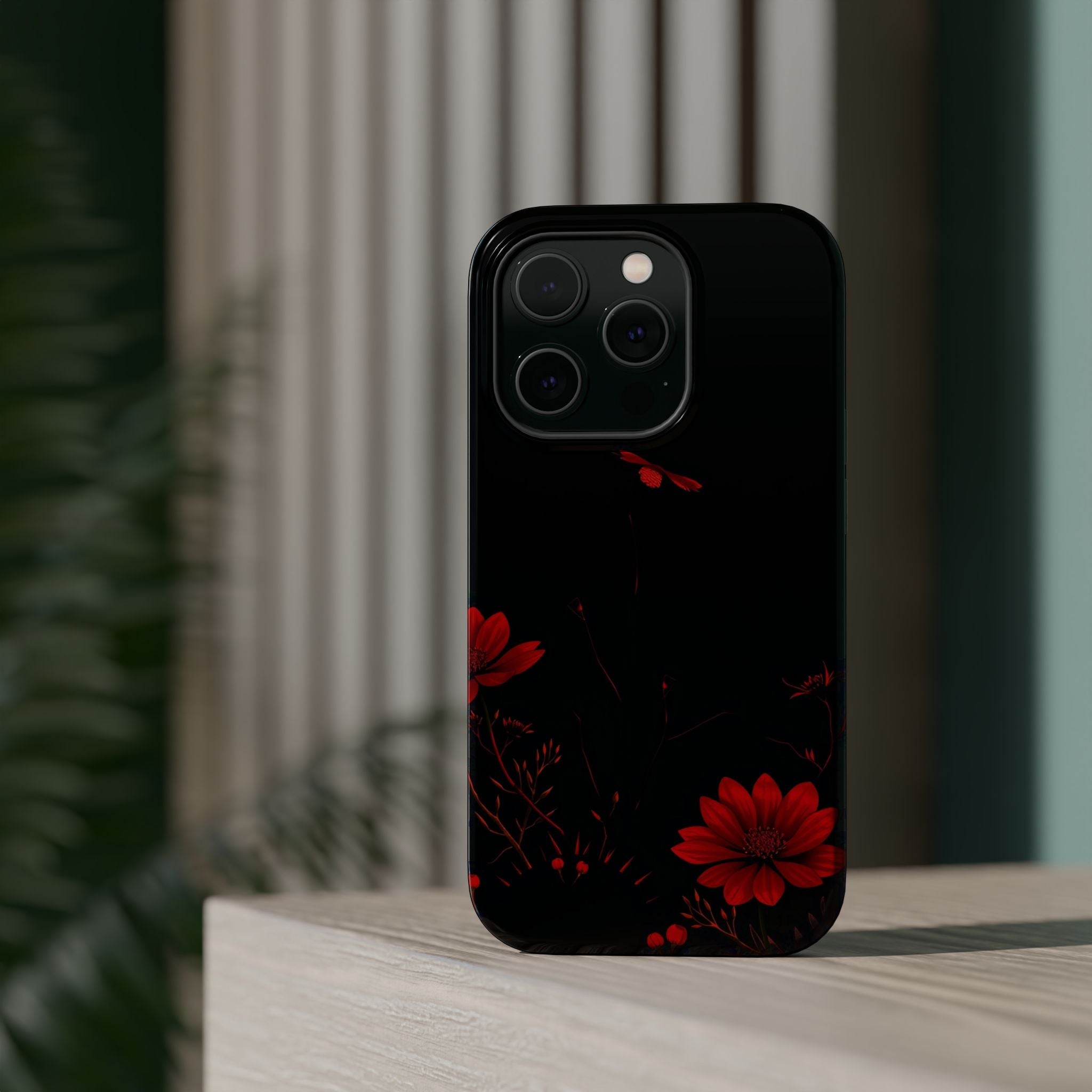 iPhone Black And Crimson Desert Flower Slim Everyday Designer Case · iPhone Case