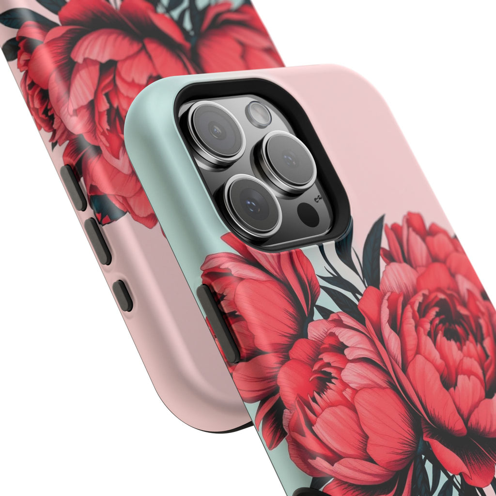 iPhone Teal And Coral Peony Bouquet Artistic Everyday Cas Slim Snap Case · iPhon