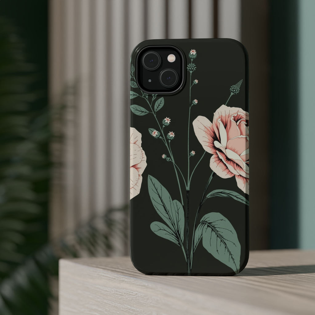 iPhone Mint And Blush Vintage Botanical Print Slim Everyday Designer Case · iPho