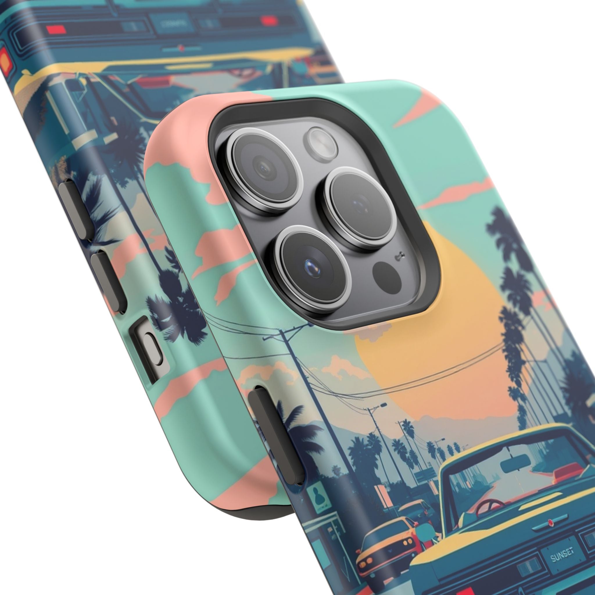 iPhone Sunset Drive 80s Pop Art Bold Slim Everyday Designer Case · iPhone Case