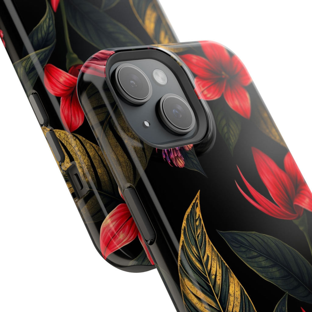 iPhone Black And Crimson Jungle Floral Slim Everyday Designer Case · iPhone Case