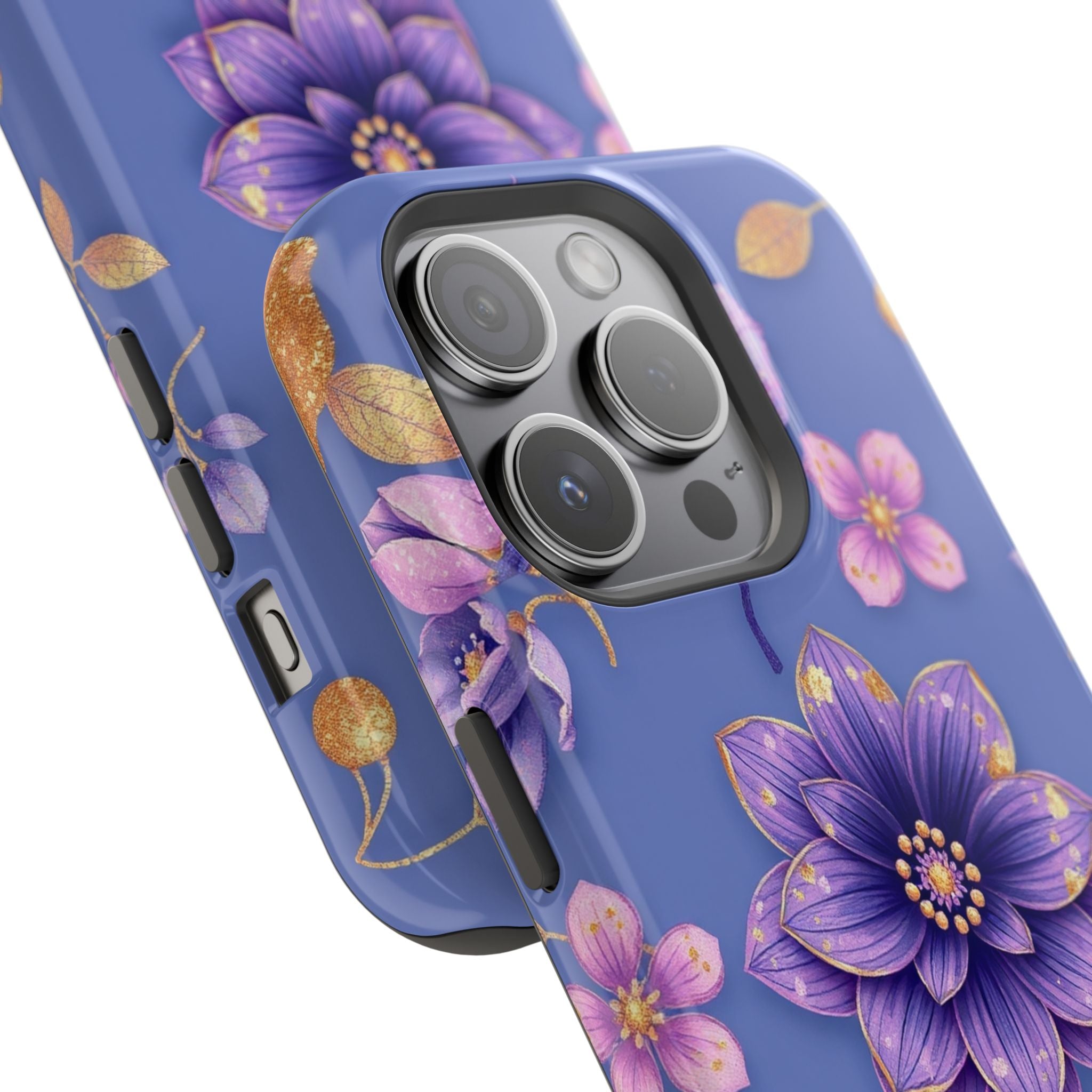 iPhone Indigo And Violet Floral Gold Foil Slim iPhone Everyday Designer · iPhone