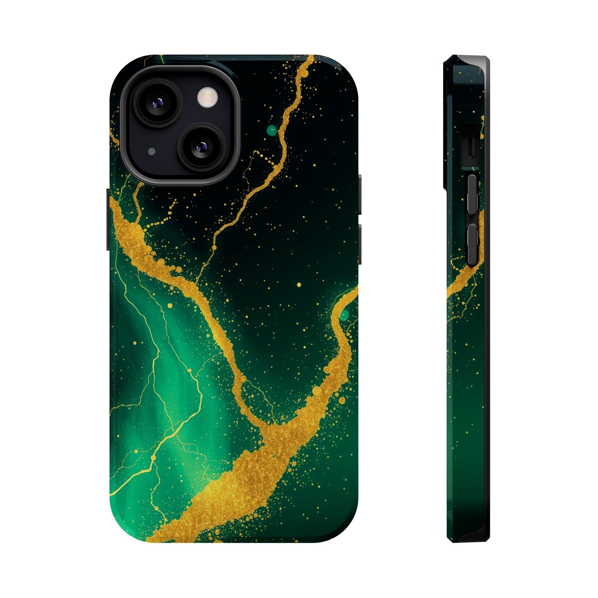 iPhone Emerald Green And Gold Petal Storm Slim iPhone Everyday Designer · iPhone