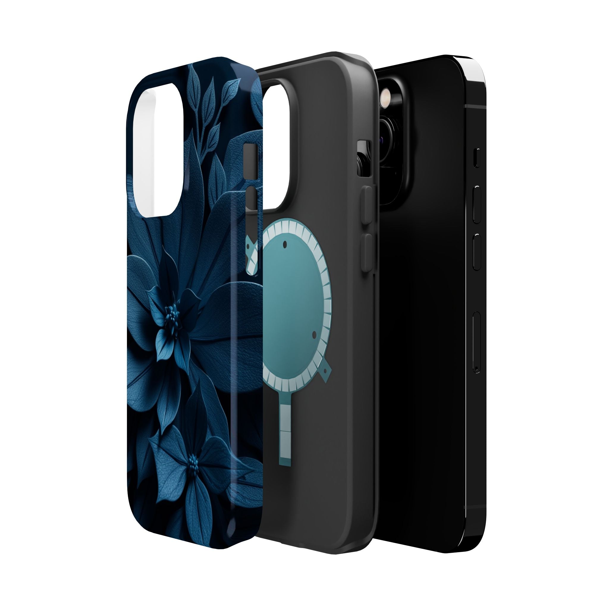 iPhone Midnight Blue And Silver Floral Dark Academia iPhone Slim · iPhone Case