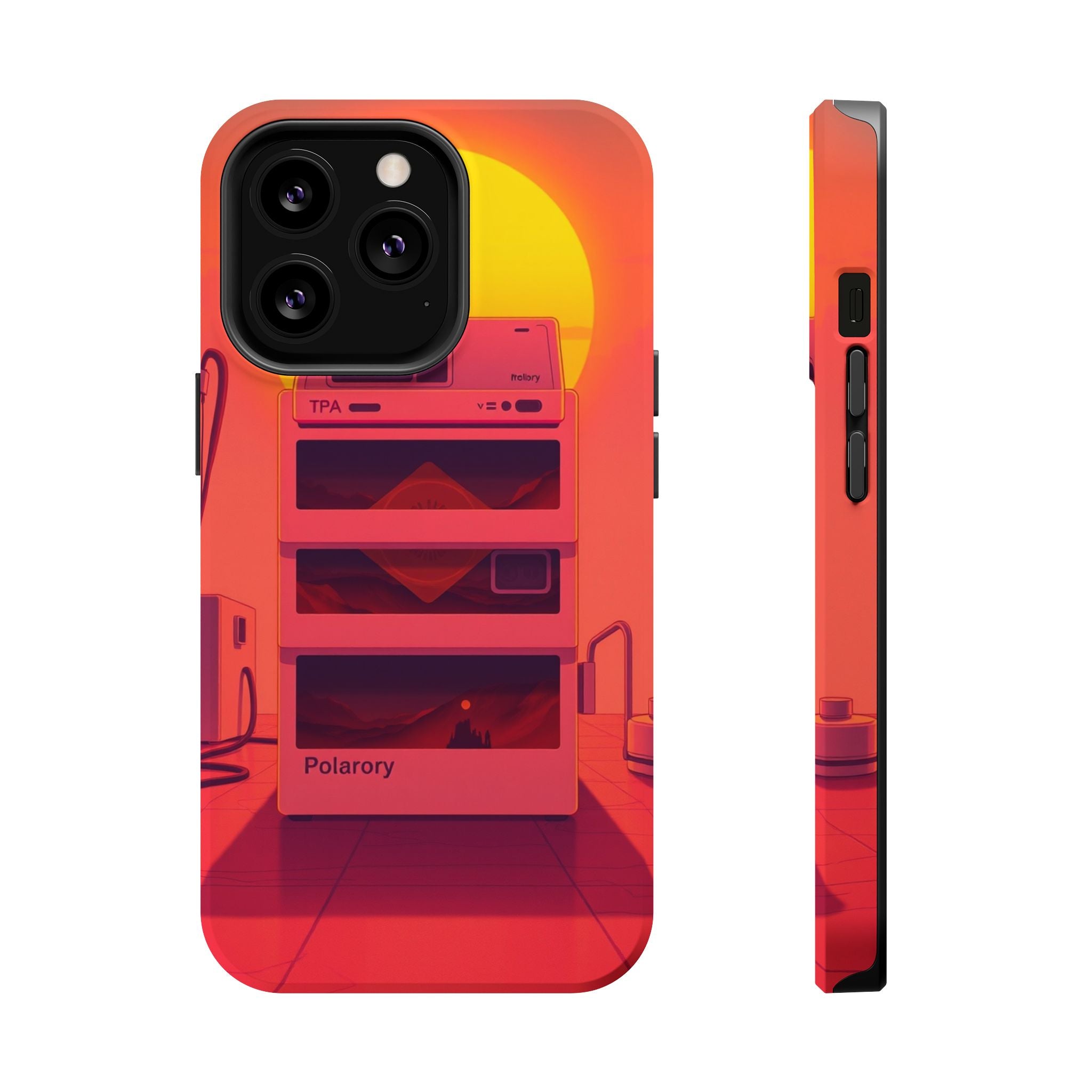 iPhone Polaroid Stack Memory Neon Cyberpunk Slim Everyday Designer Case · iPhone